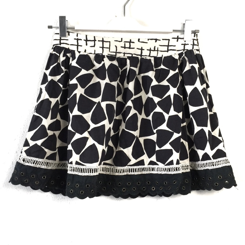 Corey Lynn Calter Black Cream Grommet Mini Skirt 6